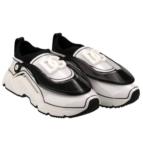 Dolce & Gabbana - DG Logo Low-Top Slip On Leather Sneaker DAYMASTER White Black - Picture 1 of 5